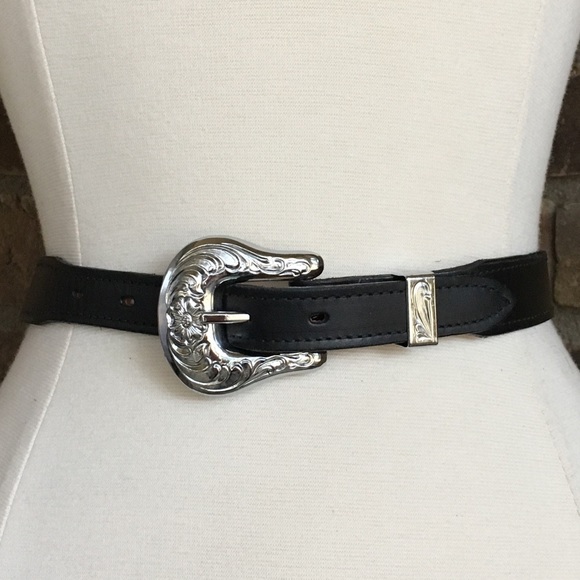 Vintage Accessories - Circle Y Black Leather Western Belt Size 34